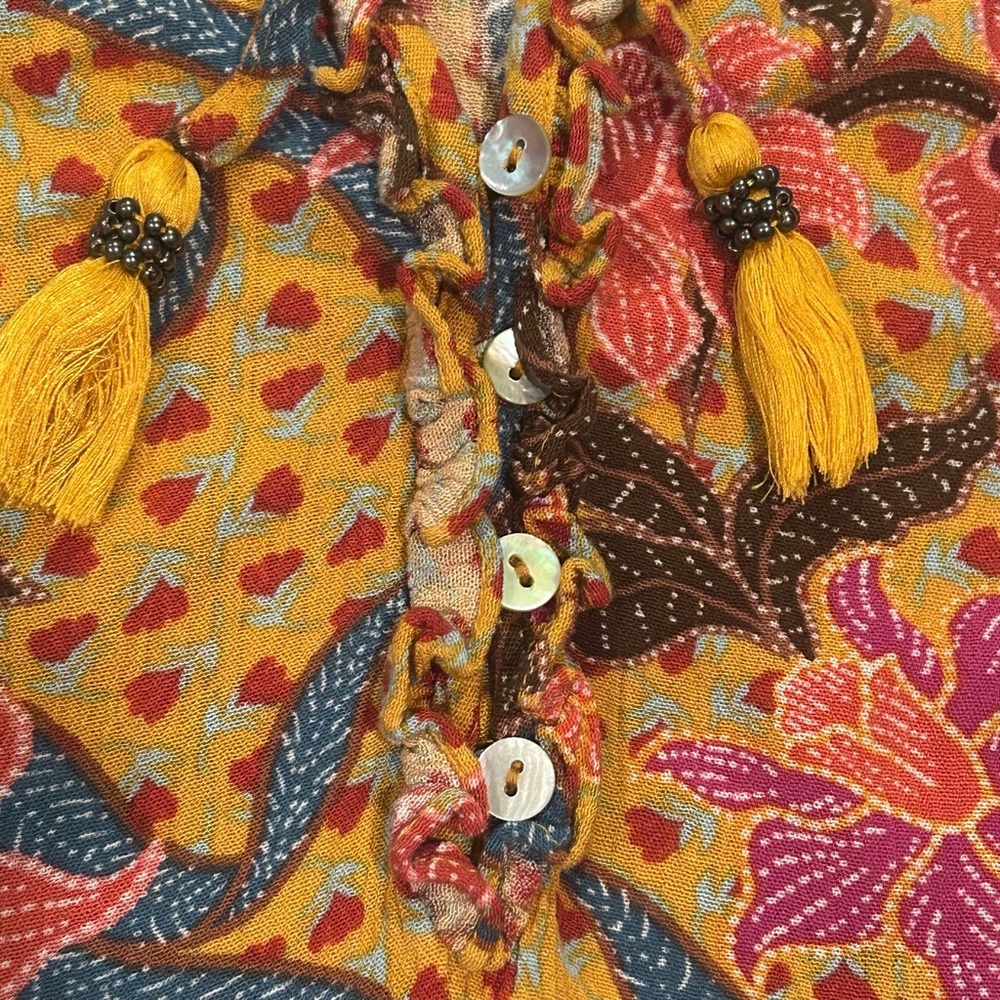 Daniel Rainn yellow tropical floral sleeveless blouse, size S - Picture 4 of 11